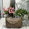 Borsa in Pelle Classica Taupe con Catena a Spalla