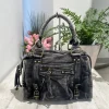 Borsa Maxi Jeans a Mano e con Tracolla all'interno e Zip DENIM Black L