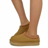 Camel Platform Genuine Wool and Suede Fur Slipper