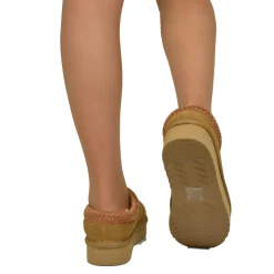 Camel Platform Genuine Wool and Suede Fur Slipper
