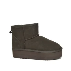 Chocolate Suede Platform Ankle Boots Padded with Real Wool