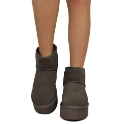 Chocolate Suede Platform Ankle Boots Padded with Real Wool