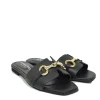 Ciabattine in Vera Pelle con Accessorio Dorato Nere