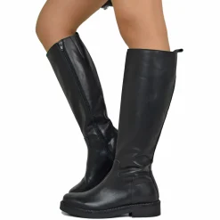Classic High Boots Camperos Round Toe with Zip in Real Leather