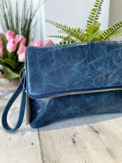 Clutch a Mano Borsa VERA PELLE effetto Vintage Jeans GINEVRA tracolla