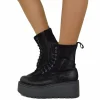 7 cm Platform Ankle Boots Soft Suede Chunky Boots Black