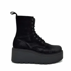 7 cm Platform Ankle Boots Soft Suede Chunky Boots Black