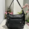 Convertible Shoulder Bag in Genuine Leather – Black, Logo K