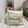 Convertible Shoulder Bag in Genuine Leather – Cream, Logo K