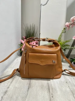 Convertible Shoulder Bag in Genuine Leather – Blush Pink