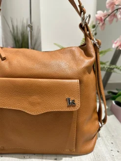Convertible Shoulder Bag in Genuine Leather – Blush Pink