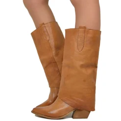 Cowboy Boots with Gaiter Genuine LeatherHandmade Cognac