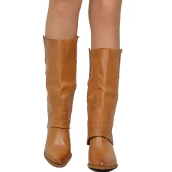 Cowboy Boots with Gaiter Genuine LeatherHandmade Cognac