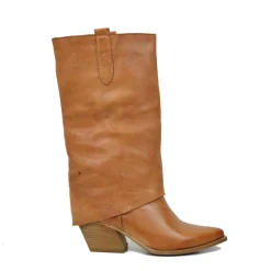 Cowboy Boots with Gaiter Genuine LeatherHandmade Cognac