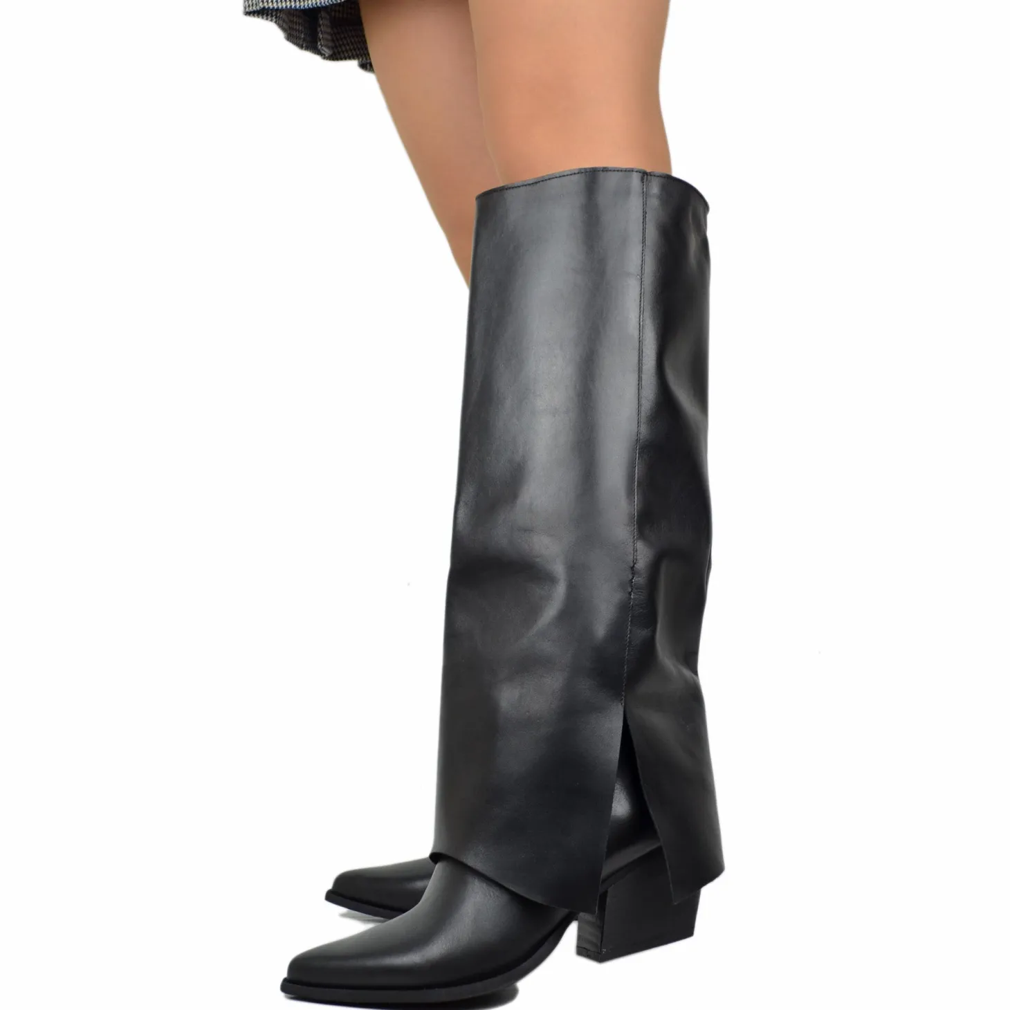 Elegant High Boots with Gaiter Cone Heel 7 cm comfortable heel