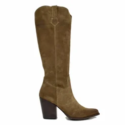 Elegant High Texan Boots with Zip Tight Shaft 8cm Heel Genuine Leather