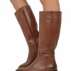 Equestrian Leather Boots – Rubber Sole, Zip, Classic Tan