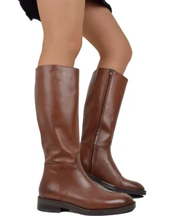 Equestrian Leather Boots – Rubber Sole, Zip, Classic Tan