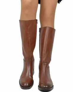 Equestrian Leather Boots – Rubber Sole, Zip, Classic Tan