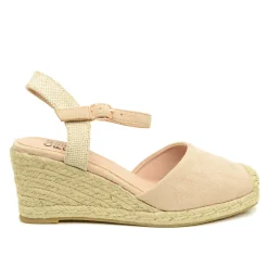 Espadrillas Platform in Corda Cipria in Similpelle Scamosciata