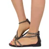 Flat Sandals with Rhinestones and Heel in Simulated Leather Brand Caff