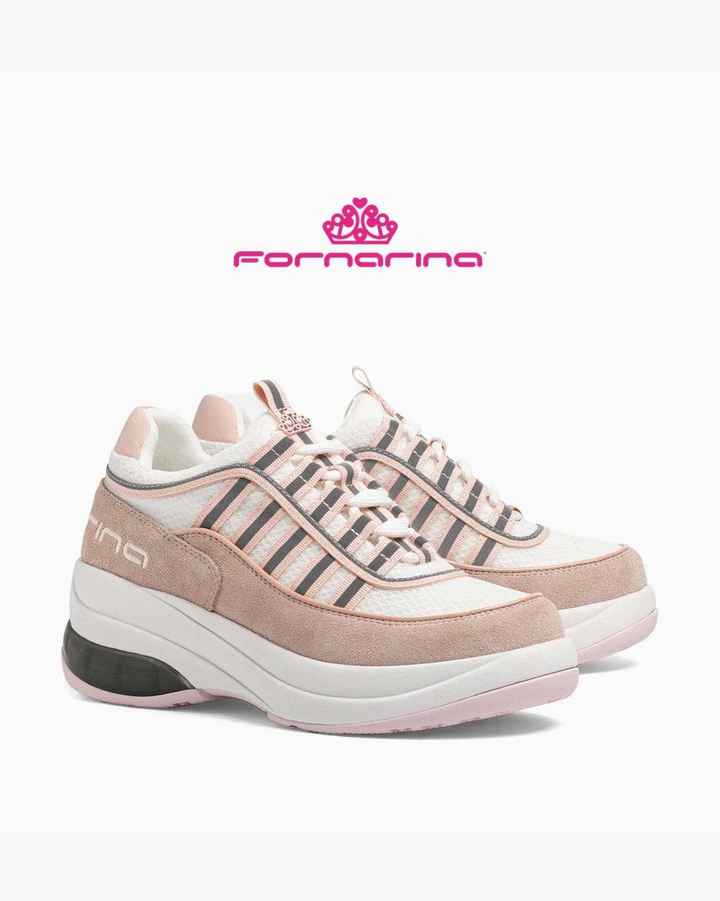 Fornarina Bubble Lacci Platform Zeppa UP SAND Rosa Originali stile ann