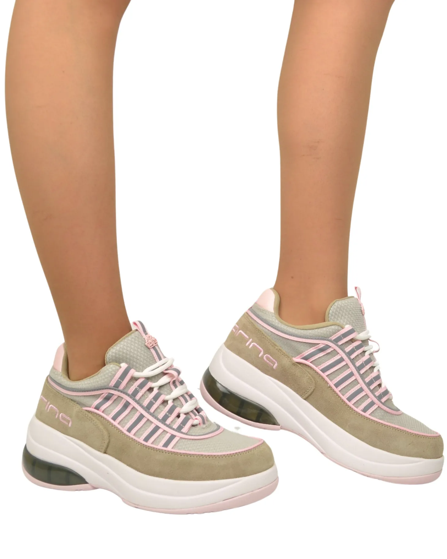 Fornarina Bubble Lacci Platform Zeppa UP SAND Rosa Originali stile ann