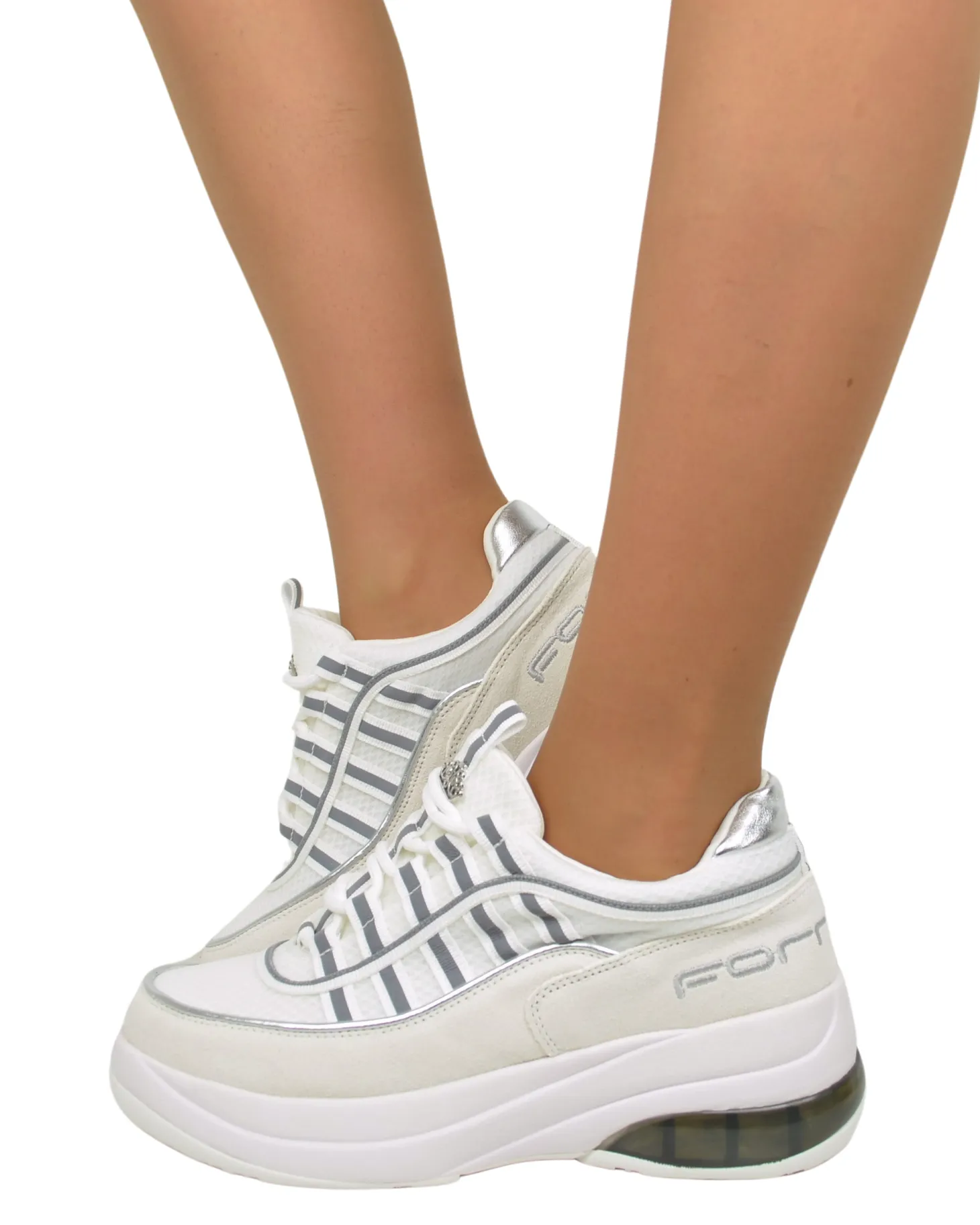 Fornarina Bubble Platform Sneakers with Laces – UP WHITE, 90s Style
