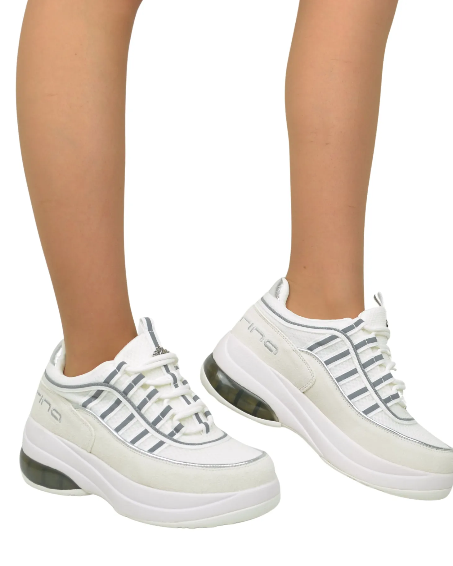Fornarina Bubble Platform Sneakers with Laces – UP WHITE, 90s Style