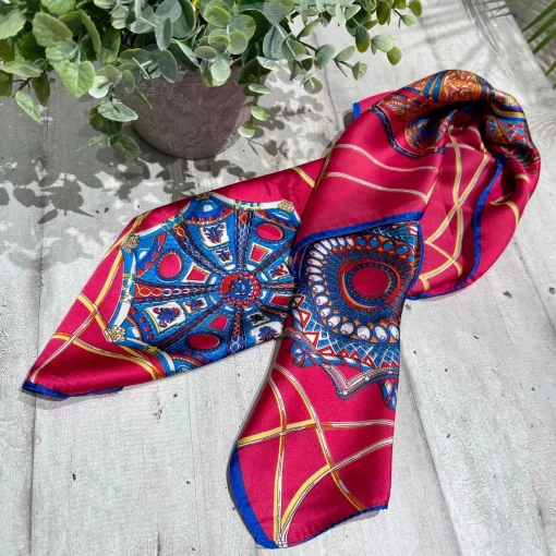 Foulard in Seta COLORI MISTI e Viscosa Fantasia Multicolor Fuxia