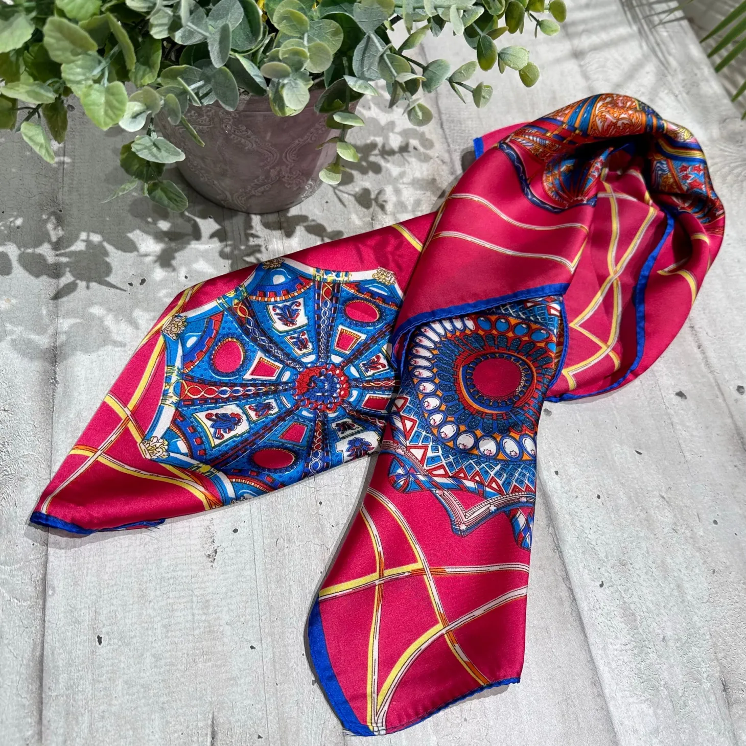 Foulard in Seta COLORI MISTI e Viscosa Fantasia Multicolor Fuxia