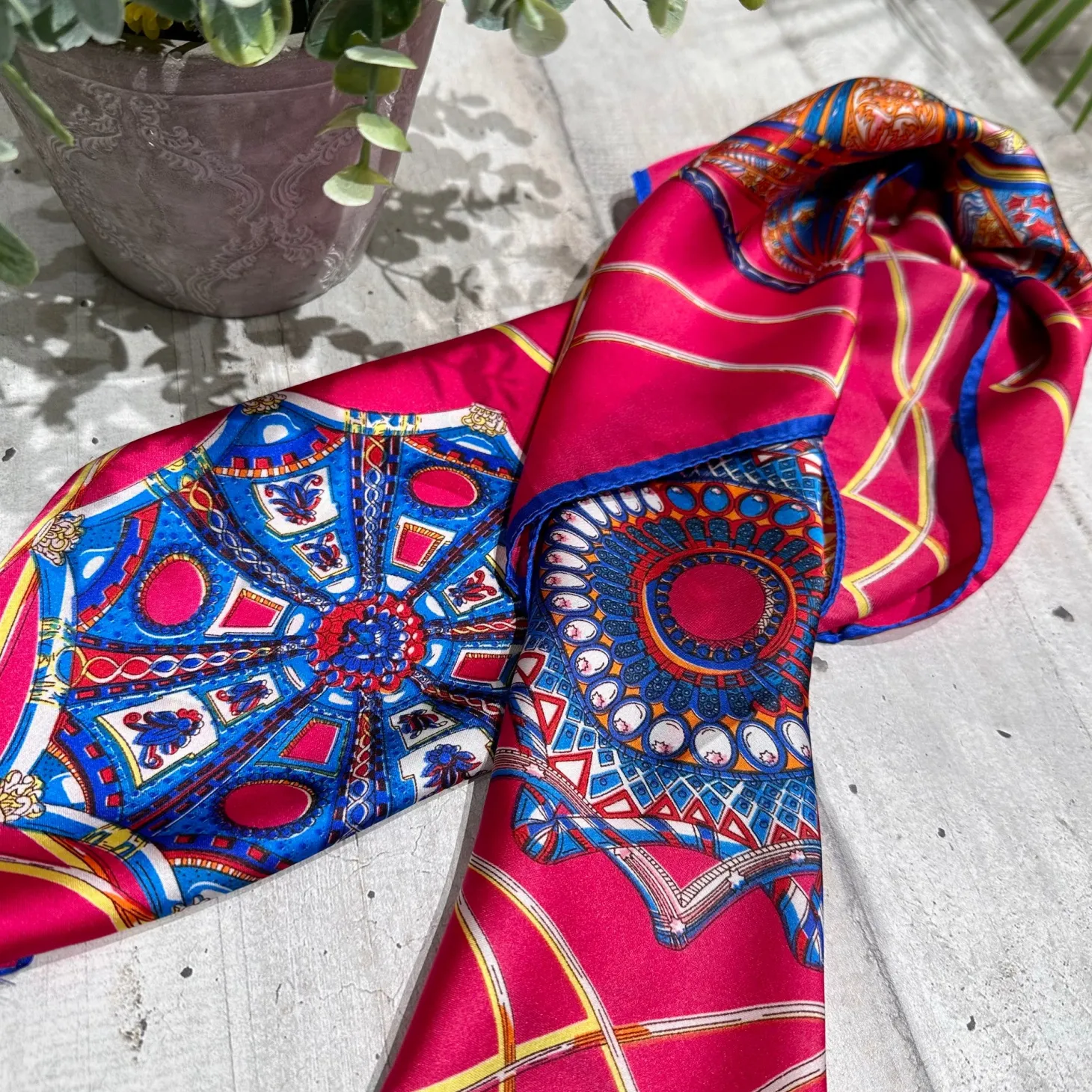 Foulard in Seta COLORI MISTI e Viscosa Fantasia Multicolor Fuxia