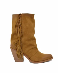 Fringed Western Boots, Suede, High Heel 9 cm