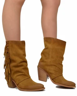 Fringed Western Boots, Suede, High Heel 9 cm