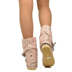 Indianini Bassi in Pelle con Ghetta Cipria con Fibbie Originali KikkiL
