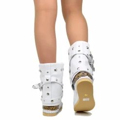 Indianini Bassi in Pelle con Ghetta Bianco con Fibbie Originali KikkiL