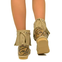 Indianini in Pelle Beige con Frange Made in Italy