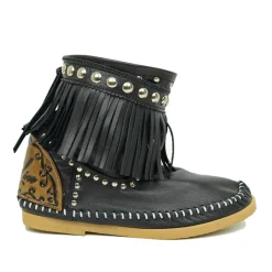 Indianini in Pelle Neri con Frange Made in Italy