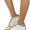 Leopard Print Sneakers with Rhinestone Buttons in Leather and Suede Be