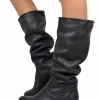 Lightweight Summer Perforated Biker Boots Round Toe Genuine Leather Bl