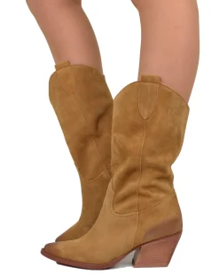 Mid-Calf Suede Cowboy Boots – High Heel, Made in Italy