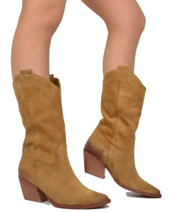 Mid-Calf Suede Cowboy Boots – High Heel, Made in Italy