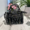 Mini Handbag in Jeans with Shoulder Strap Inside and Zip DENIM Black S