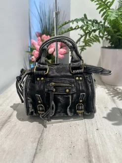 Mini Handbag in Jeans with Shoulder Strap Inside and Zip DENIM Black S