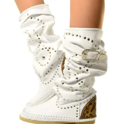 Native American Moccasin White Boots Made in Italy KikkiLine