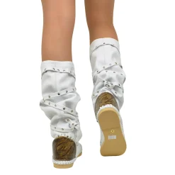 Native American Moccasin Boots Women's White Slave Laces Made in Italy