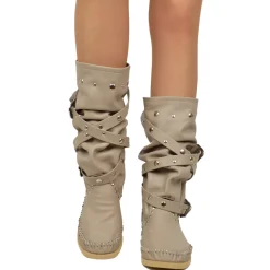 Native American Moccasin Boots Boho with Studs Made in Italy