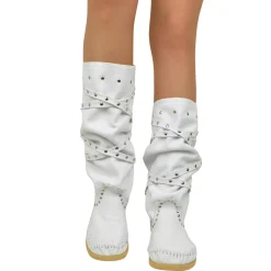 Native American Moccasin Boots Women's White Slave Laces Made in Italy