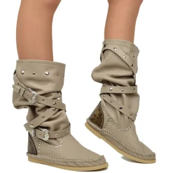 Native American Moccasin Boots Boho with Studs Made in Italy
