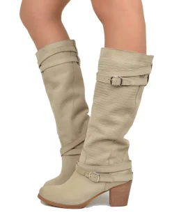 Nubuck Leather Boots – Mid Heel, Sand, Made in Italy